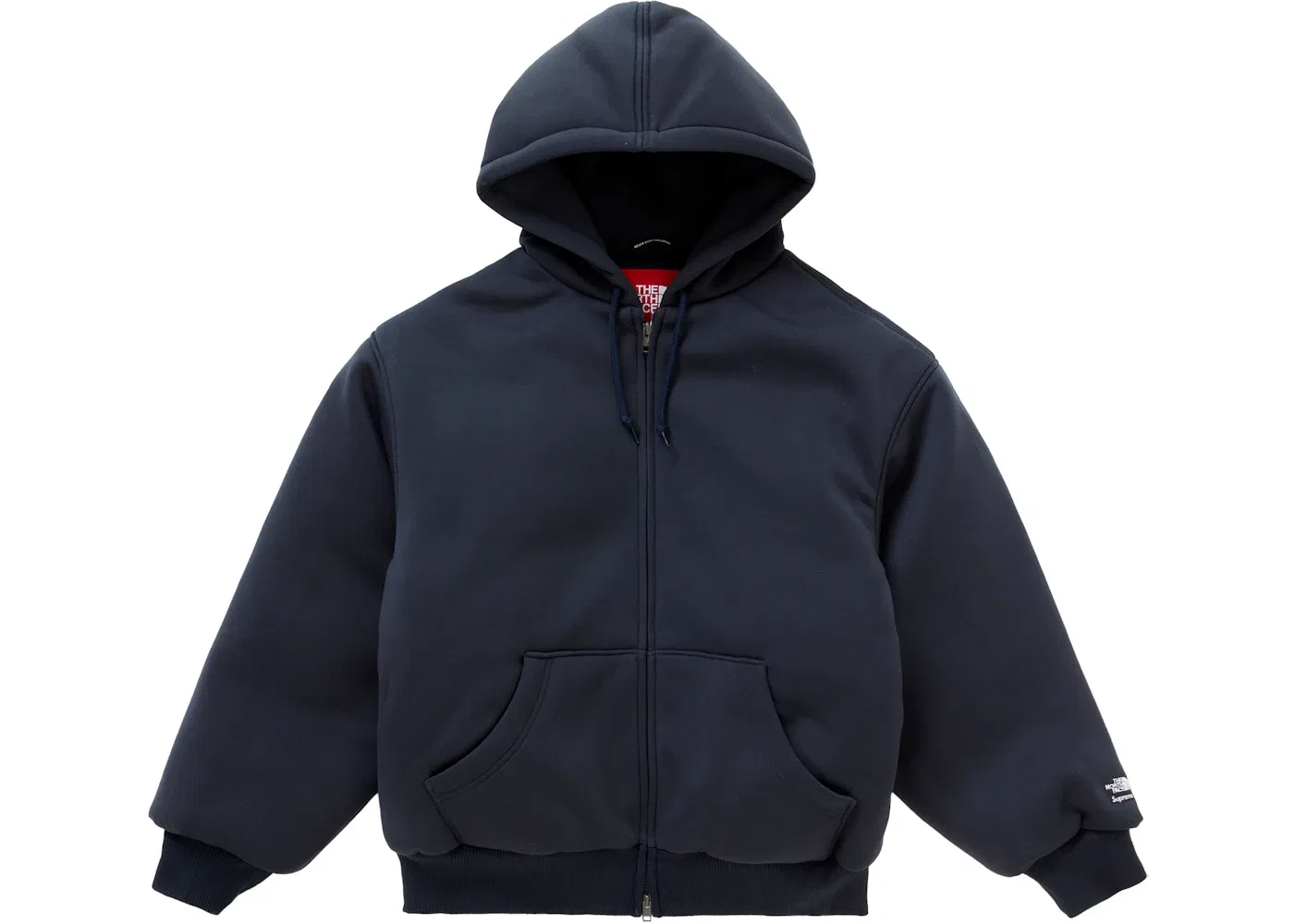 Мужская худи на молнии с наполнителем Supreme The North Face Down Filled Zip Up Hooded Sweatshirt, Navy