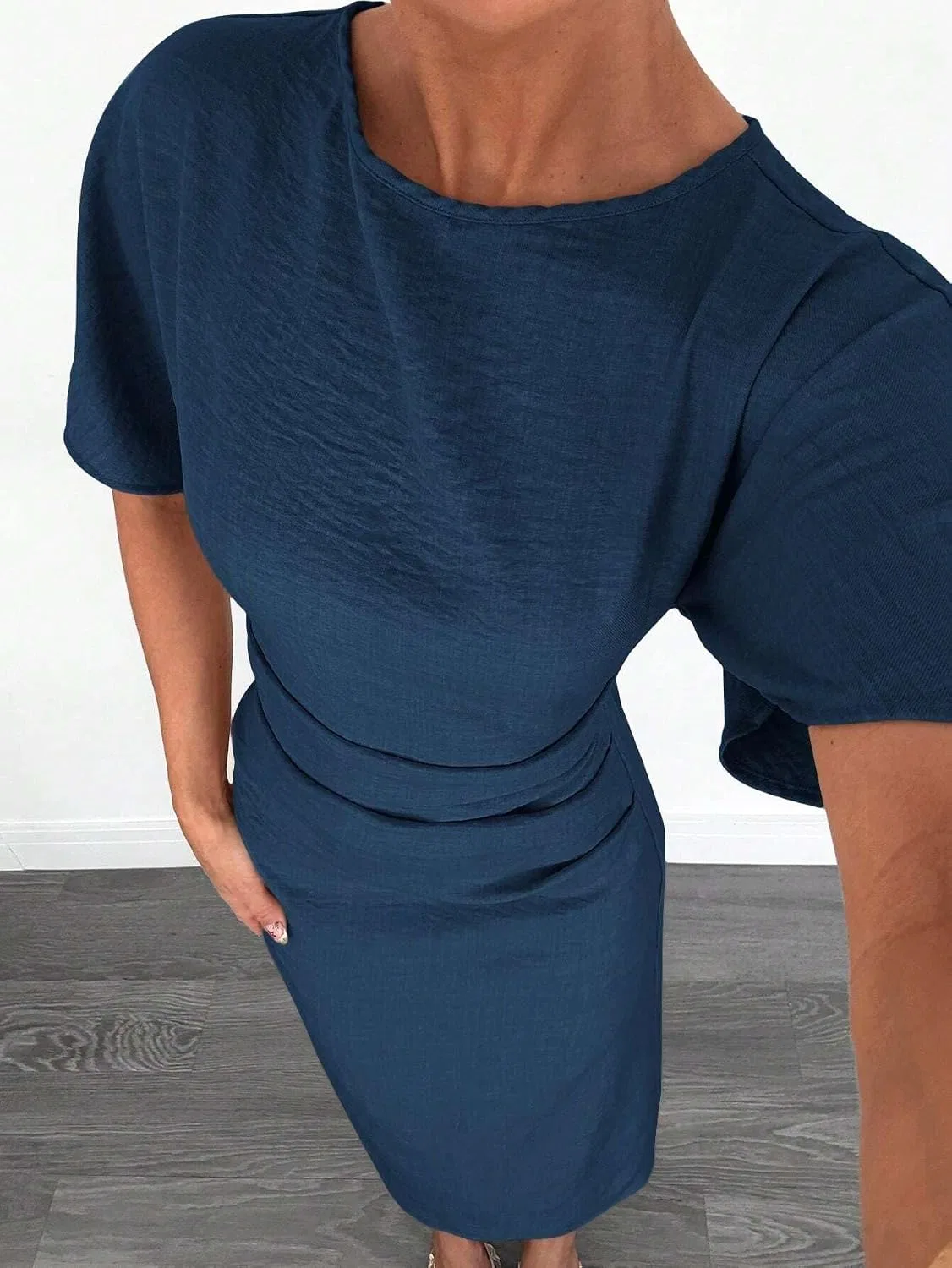 Женское элегантное платье А-силуэта с воланами, Navy Blue — фото 4