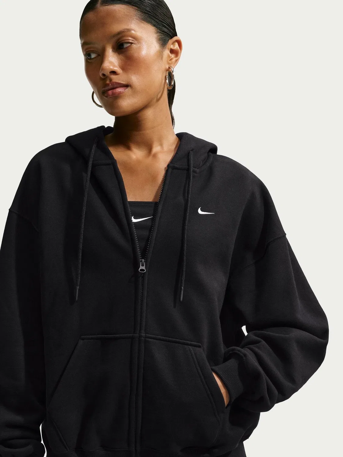 Толстовка большого размера из флиса Nike Total Black Studio