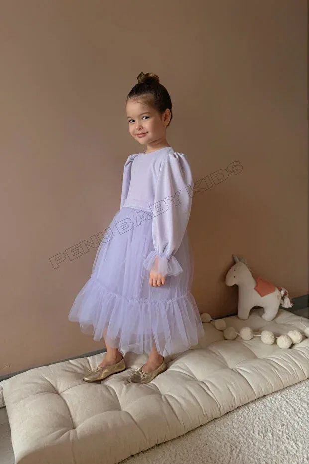 Детское платье для девочек с длинным рукавом Penu Baby Kids, Lilac