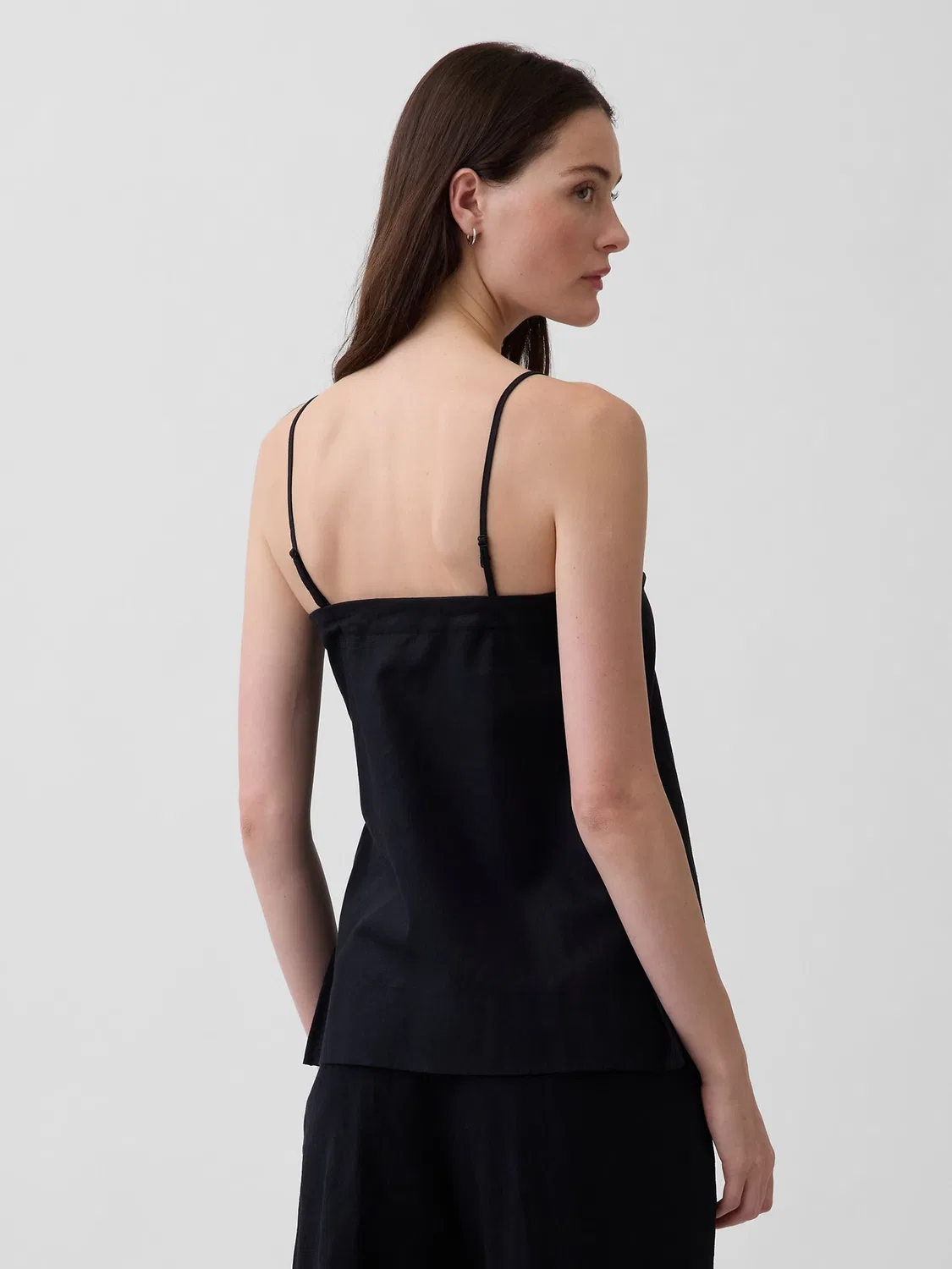 Топ-майка из льняной смеси, с квадратным вырезом Gap, Black — фото 2