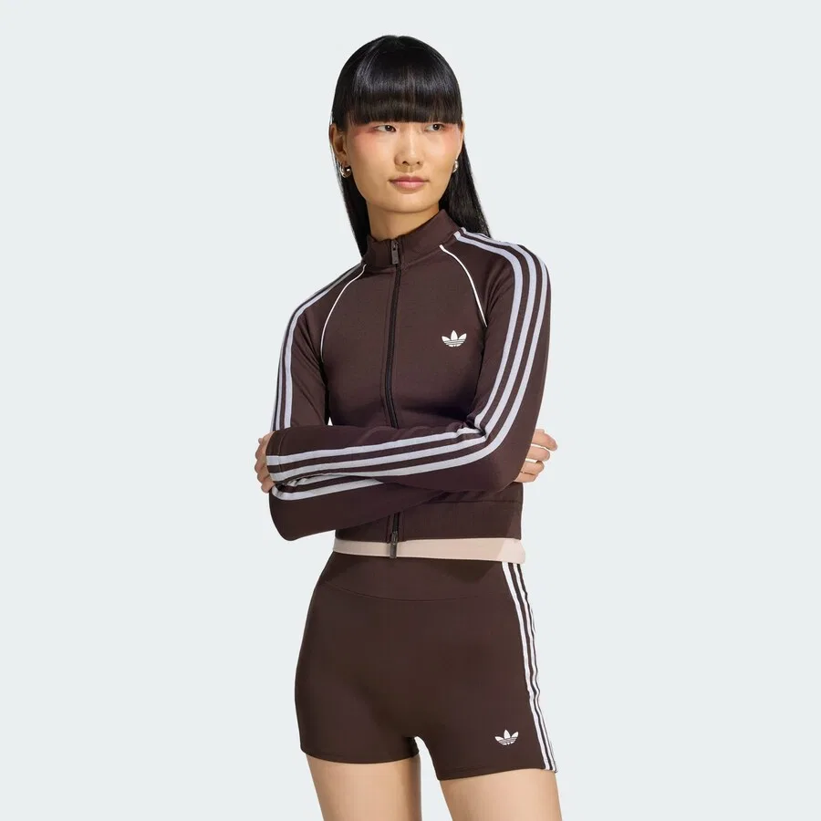 Толстовка на молнии ADIDAS ORIGINALS 'Essentials' шоколадного цвета — фото 2