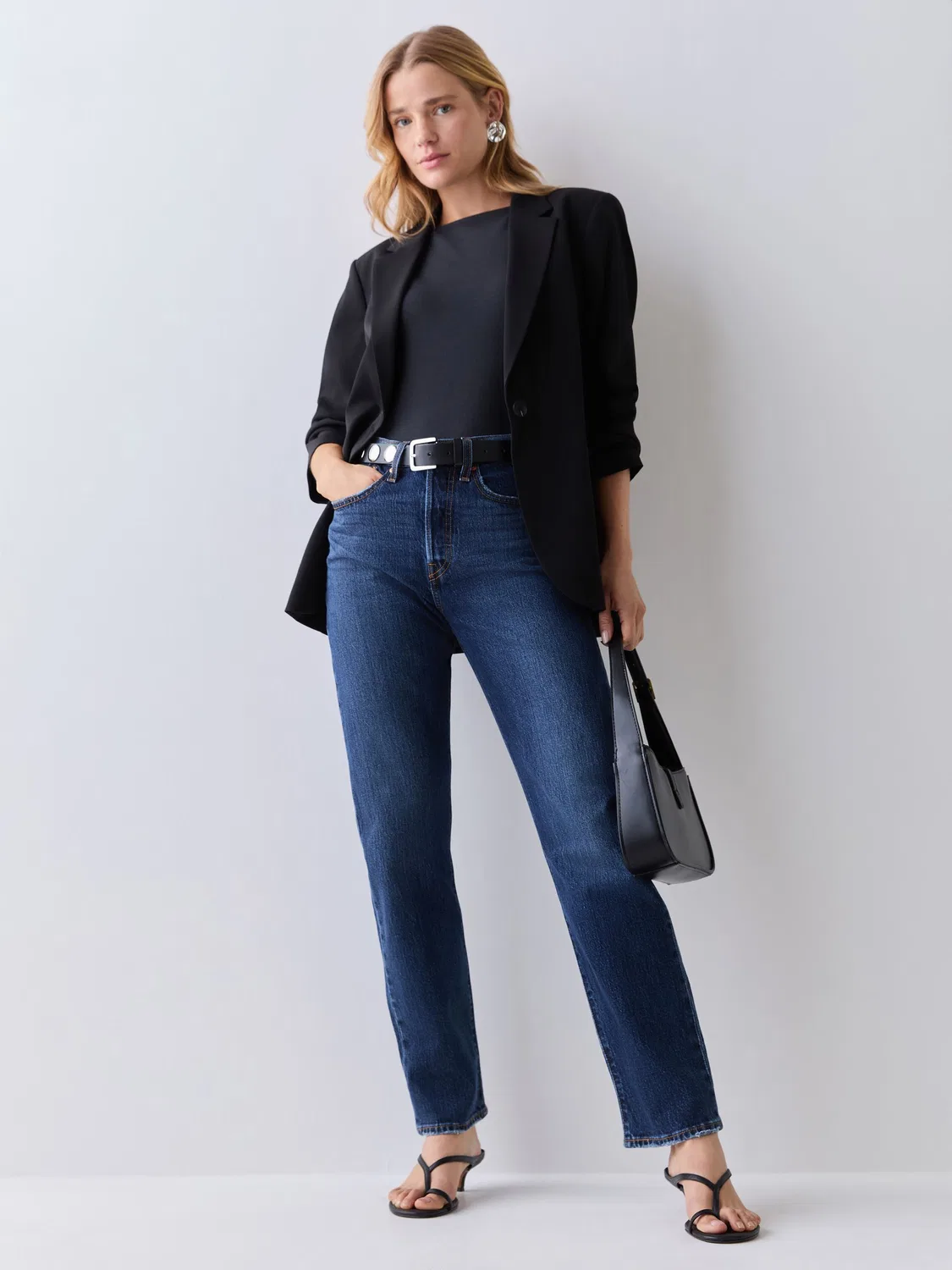 Джинсы прямые Wedgie Straight Levi's, темно-синие