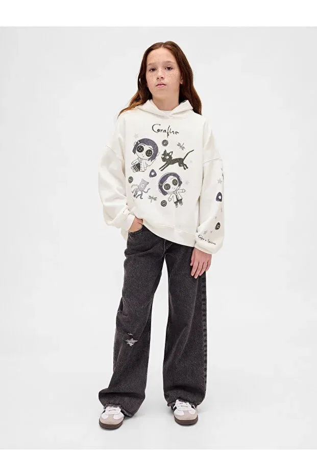 Детские свитшот для девочек хлопковый VintageSoft Graphic Gap, White-002 — фото 3