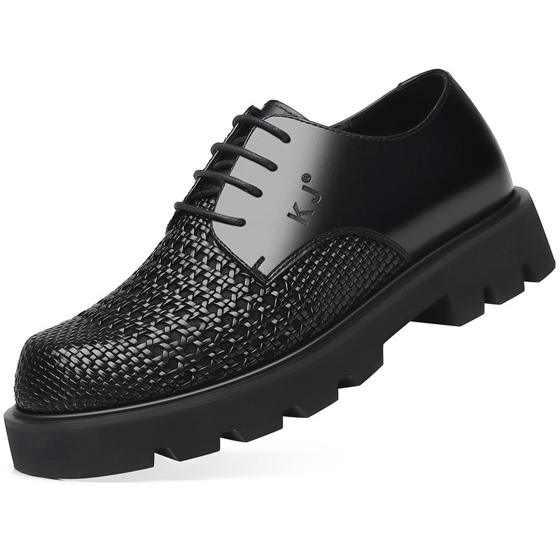 

Мужские черные повседневные туфли Low Top KJ-513 со скрытой платформой, цвет KJ-513 Black Hidden Wedge