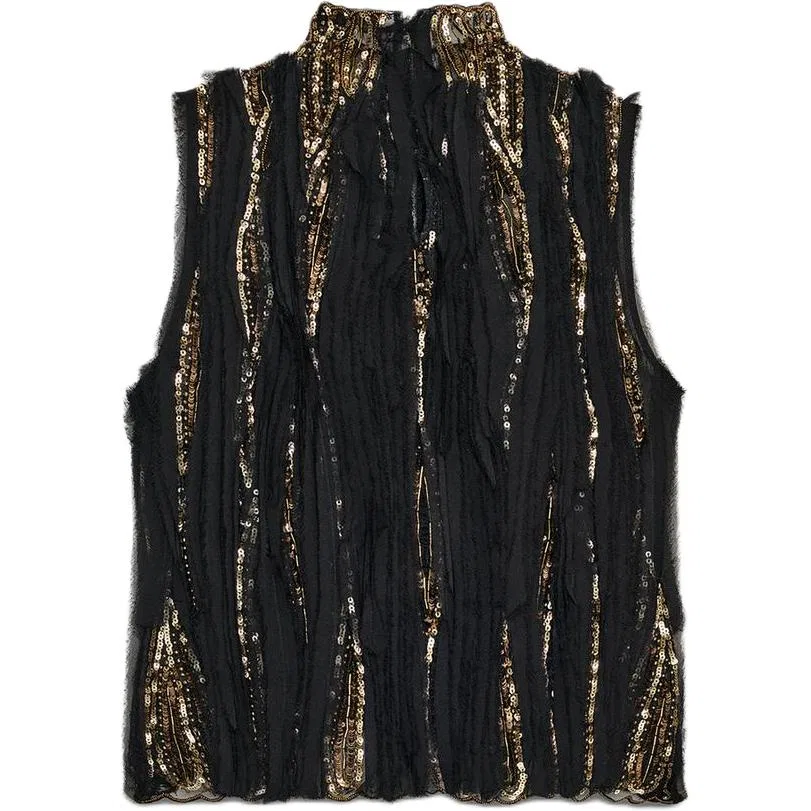 Женский топ без рукавов ZW LIMITED EDITION ZARA, Black Gold — фото 3