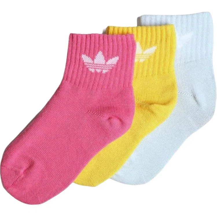 Детский комплект носков Adidas, 6 пар, 3 набора, Pink/Yellow/Light Blue