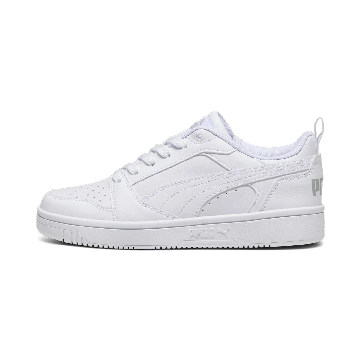 Детские ретро-кроссовки с перфорацией PUMA, White Cool Light Gray — фото 3