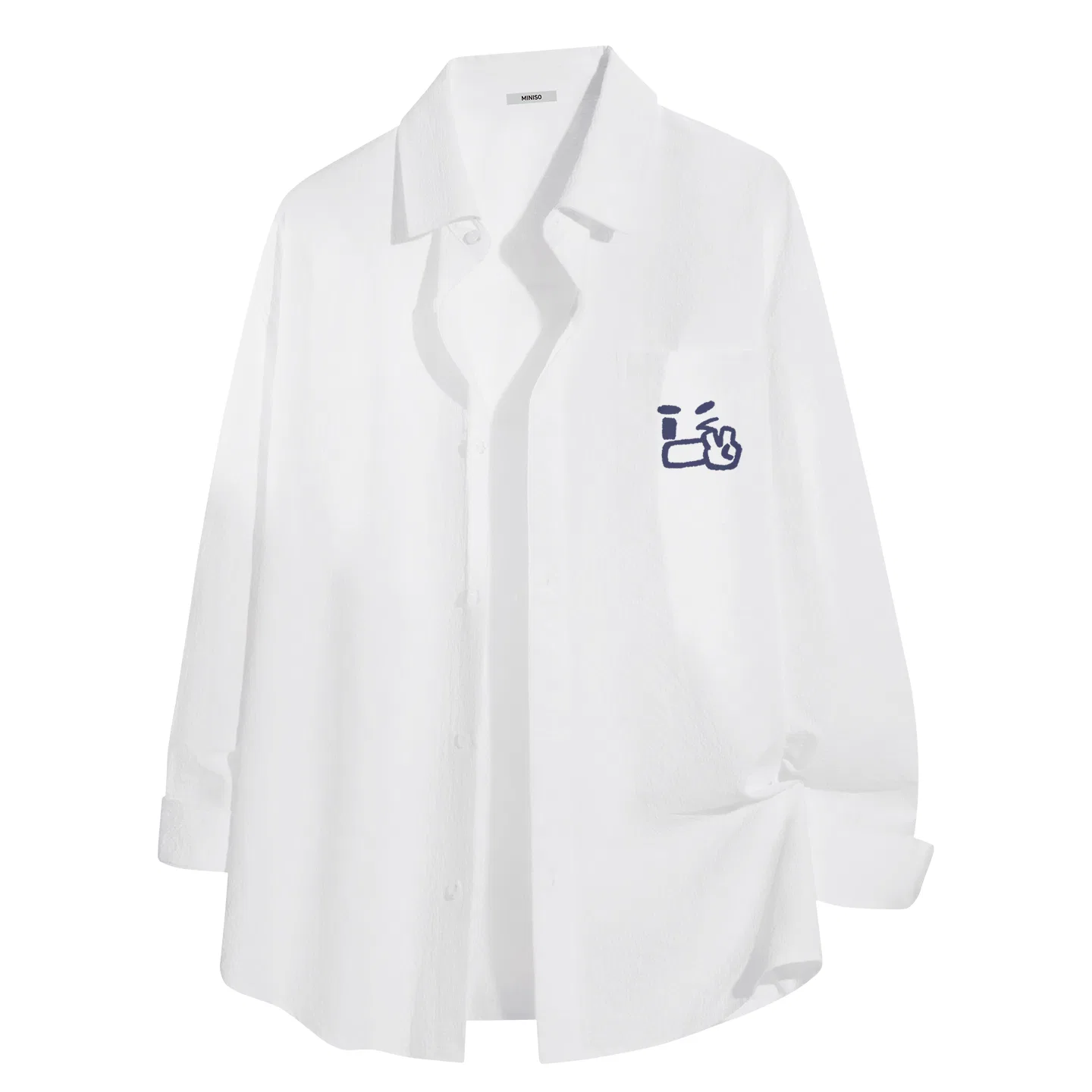 Детская рубашка с отложным воротником MINISO, White (Open Mouth Peace Gesture Chest Logo)