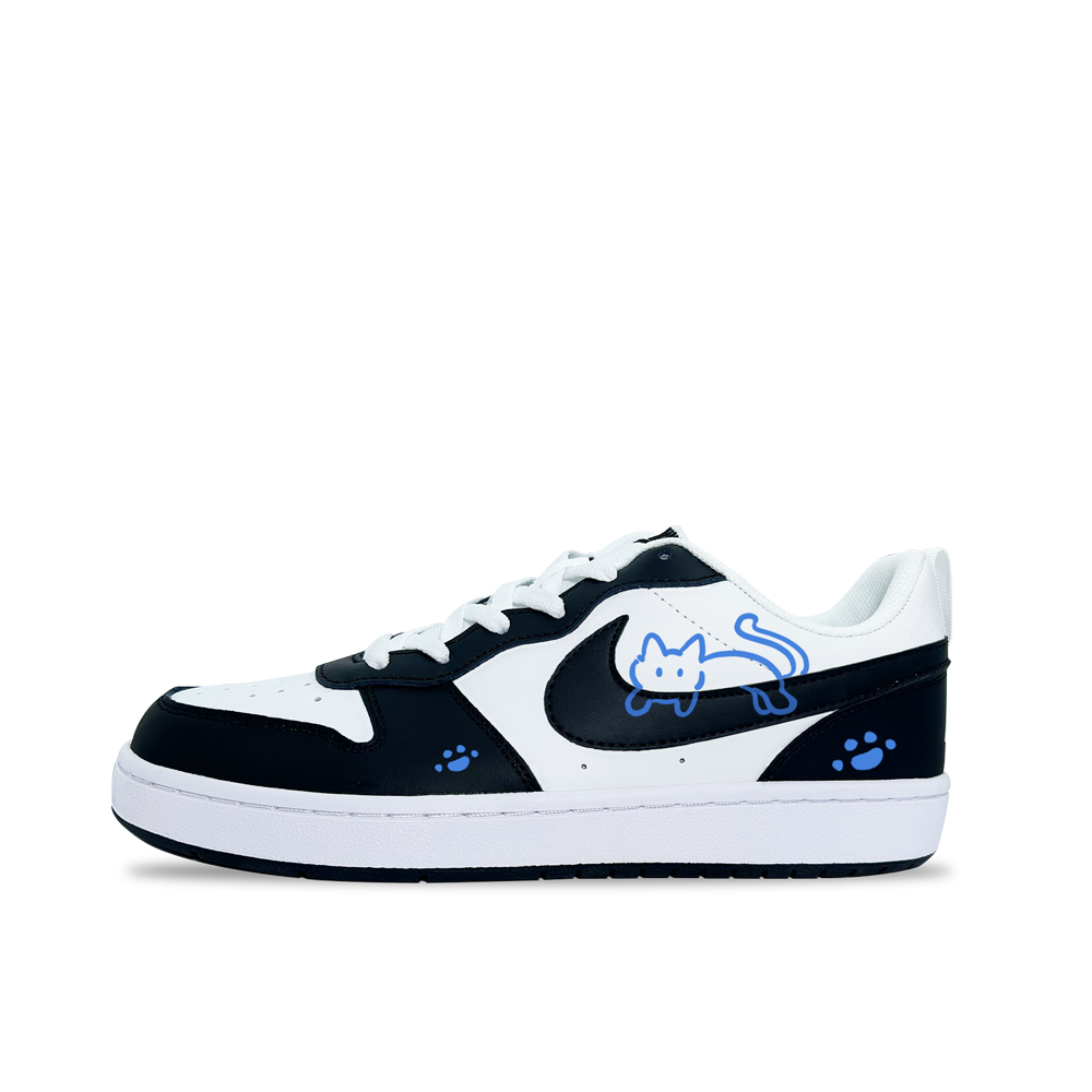 

Nike Court Borough Meow Fun Blue нескользящие, устойчивые к истиранию, водонепроницаемые низкие детские скейтбординг кроссовки Black
