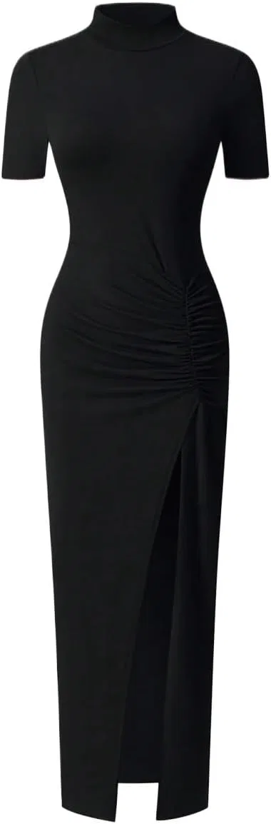 Женское элегантное облегающее платье Bodycon с разрезом, Black