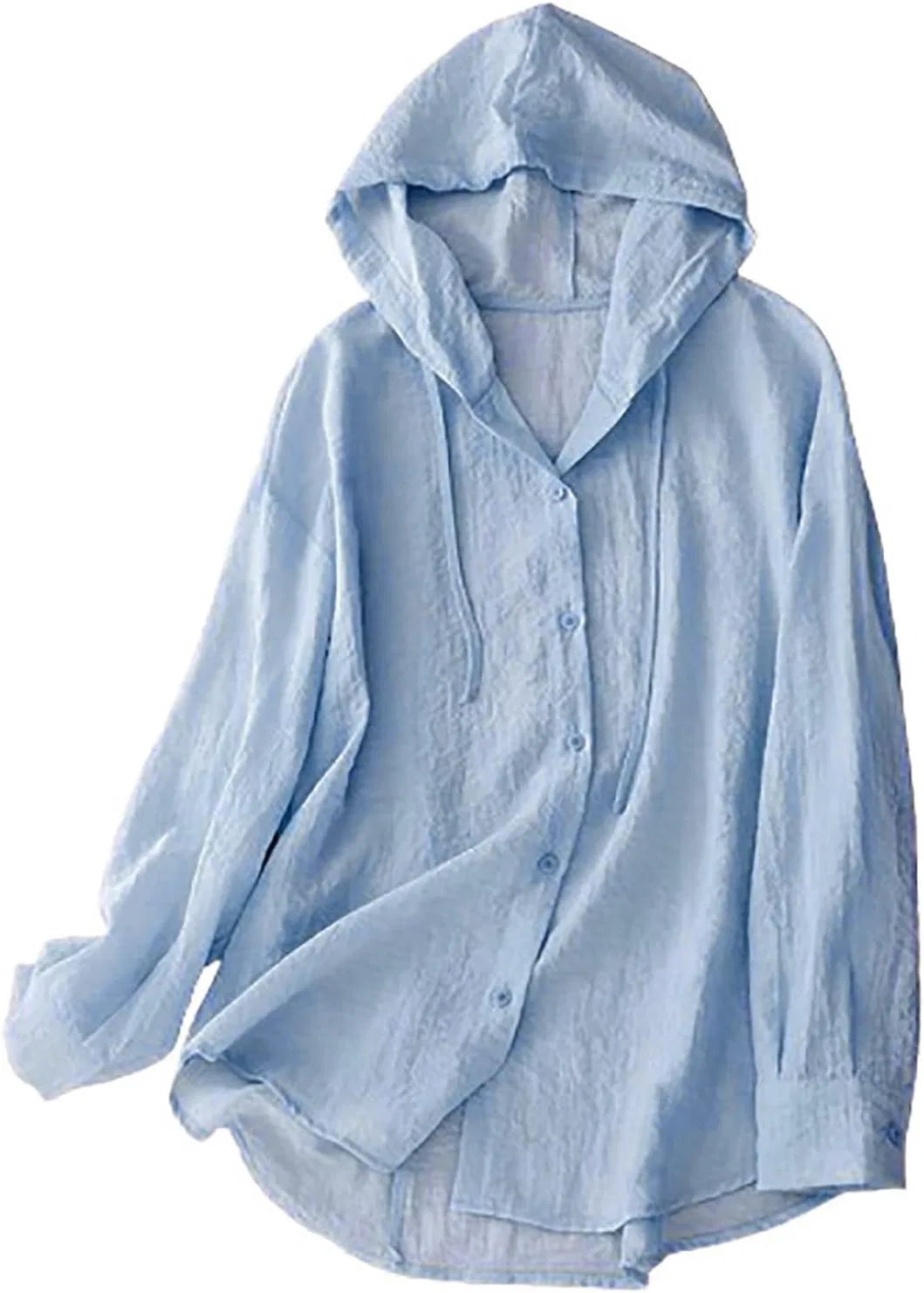 Женская свободная льняная кофта с капюшоном paThez, Blue