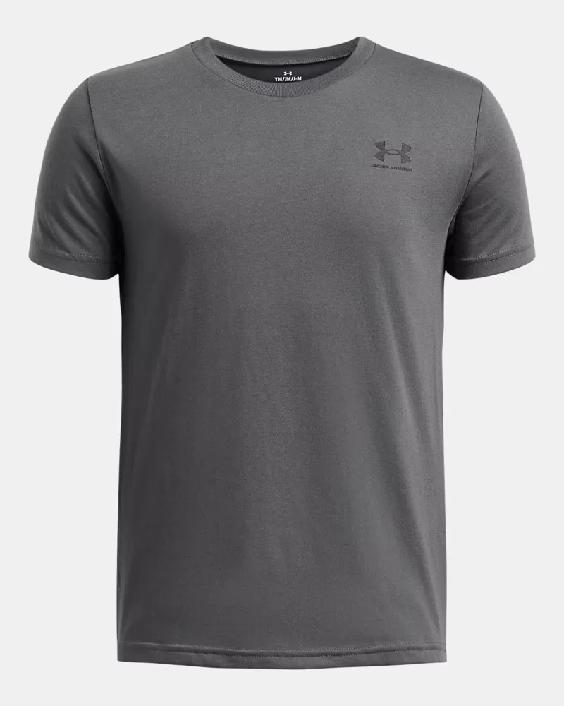 Футболка для мальчиков с коротким рукавом из хлопковой смеси UA Sportstyle UnderArmour, Pitch Gray/Black — фото 4