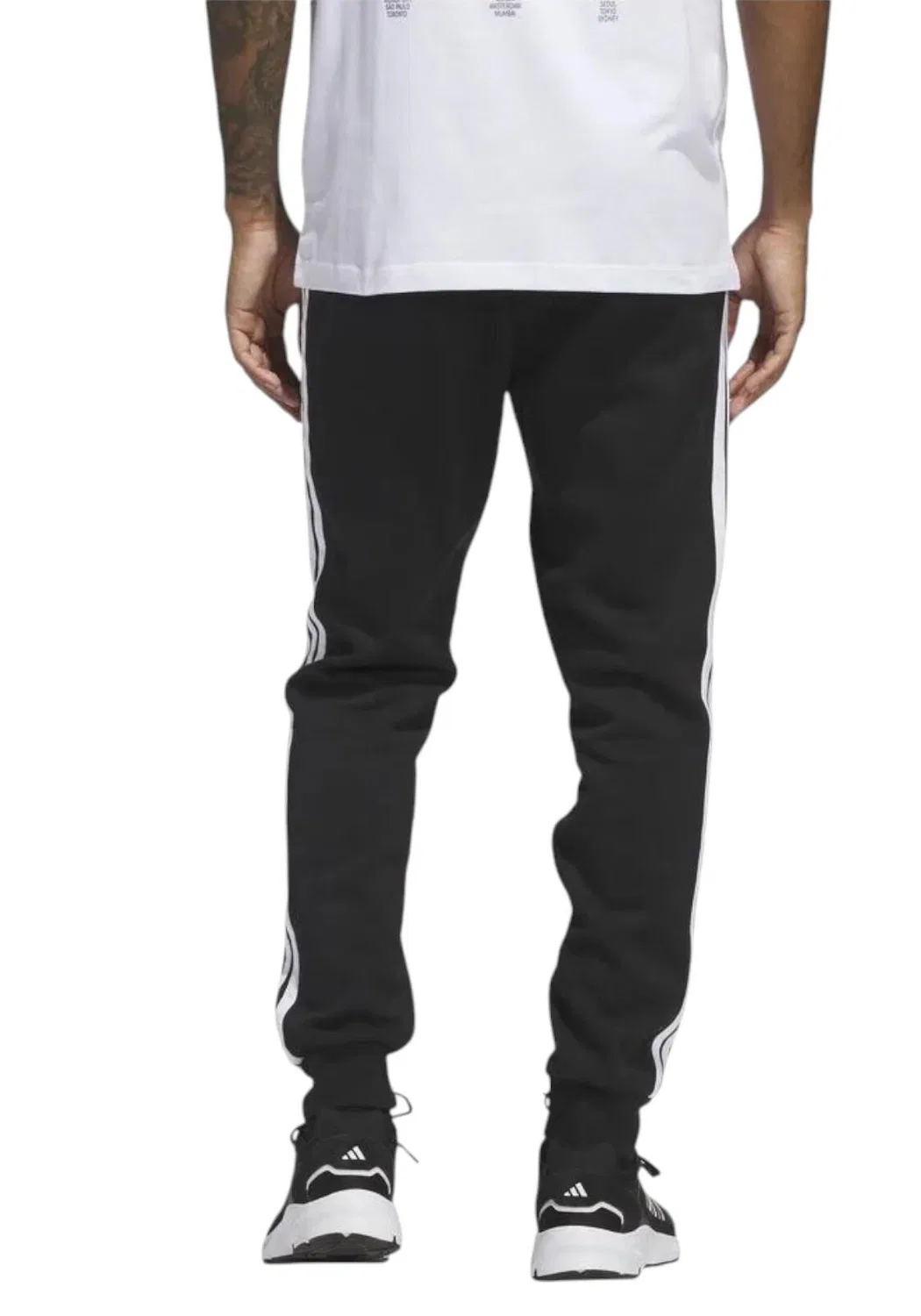 Мужские спортивные штаны с флисом adidas 3 Streifen Design, Schwarz Weiss — фото 2