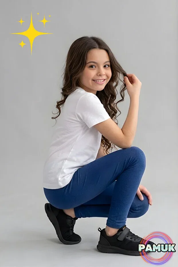 Детские леггинсы для девочек хлопковые Indigo kids' leggings - soft, stretchy, comfortable cotton anti-sweat girls' leggings United Fabrics, Indigo Blue — фото 3