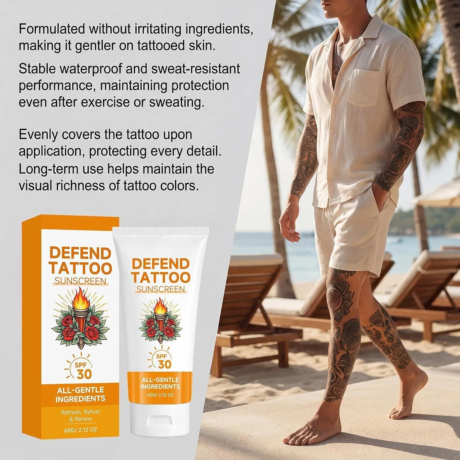 Солнцезащитный крем для лица SPF30, увлажняющий, легкий, 80 г Generisch — фото 3