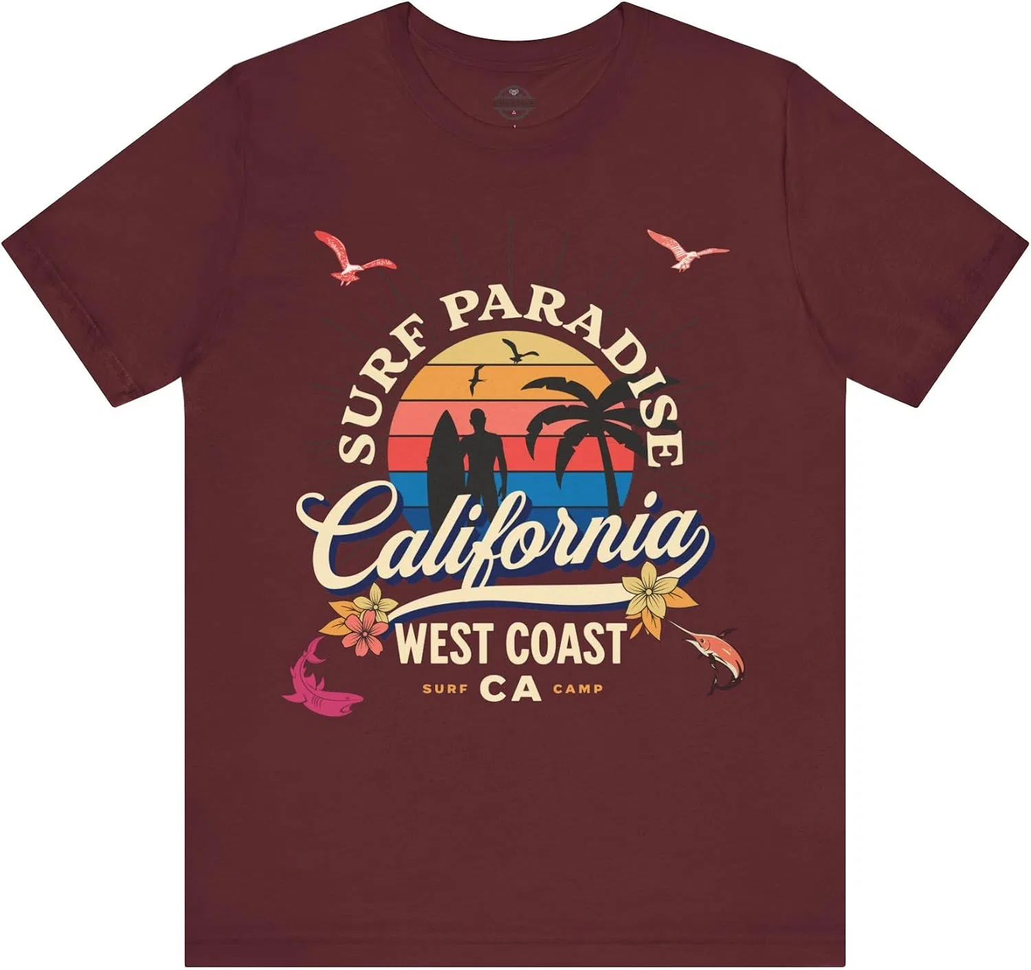 Футболка с принтом Surf Paradise CREATIVE DESIGN PRINTS, Maroon