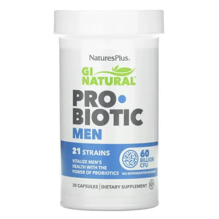 

Пробиотики для мужчин GI Natural, 60 миллиардов КОЕ, 30 капсул, NaturesPlus