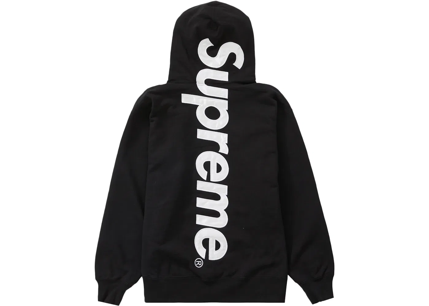 Мужской свитшот с капюшоном с сатиновой аппликацией Supreme, Black