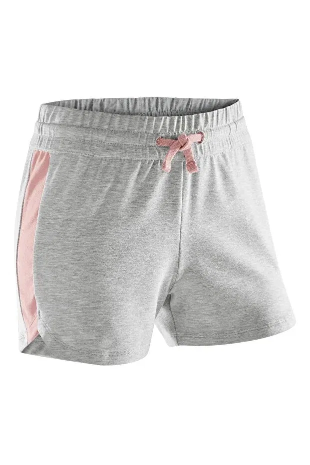 Детские спортивные шорты для девочек с карманами водоотталкивающие Decathlon, Gray/Pink — фото 4