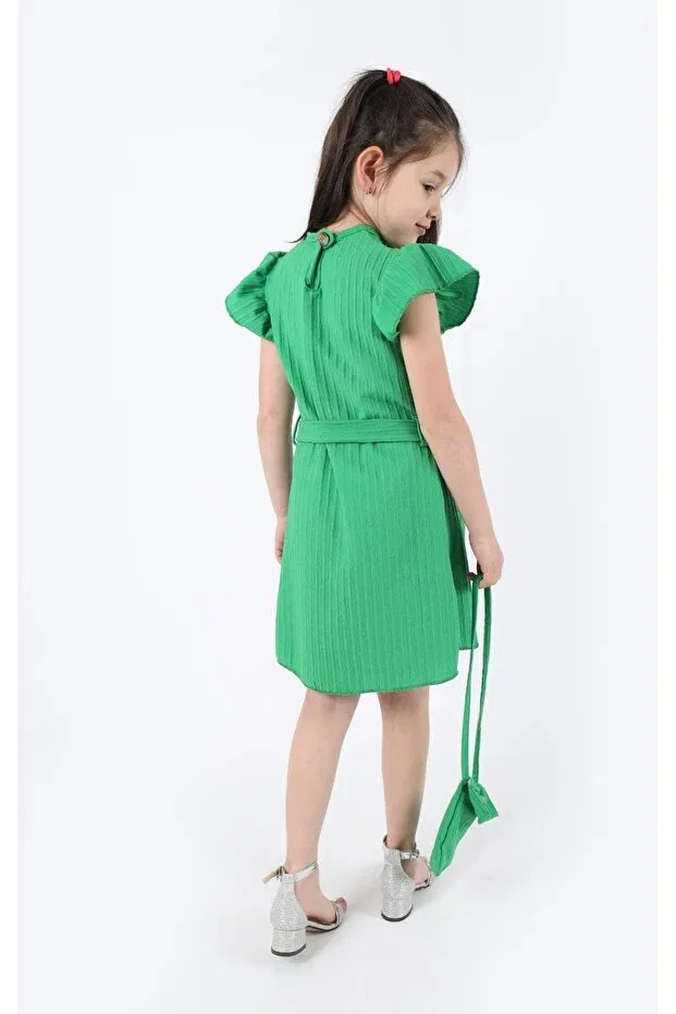 Детское платье для девочек с коротким рукавом Sax Blue Girls' Princess Dress Aden Kids, Green Pam With A Bag — фото 2
