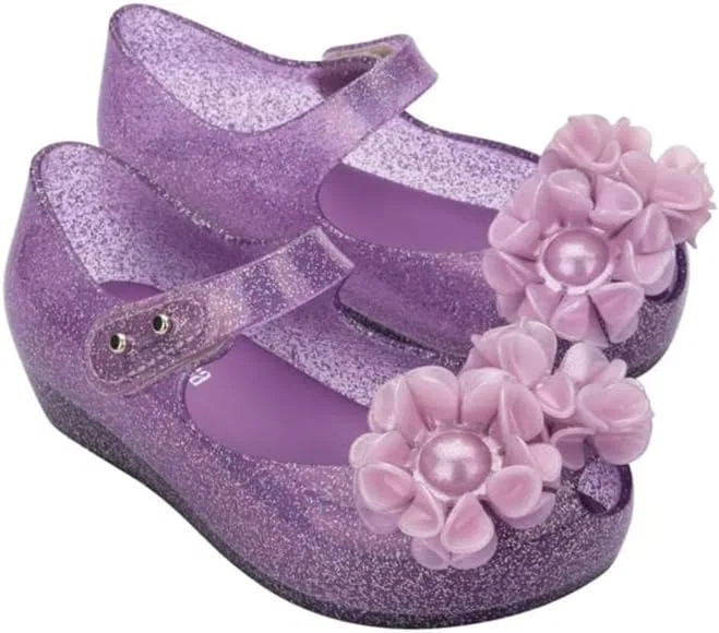 Детские туфли-мэри джейн с открытым носком Springtime Peep-Toe Mary Jane Shoes mini melissa, Lilac/Glitter — фото 2