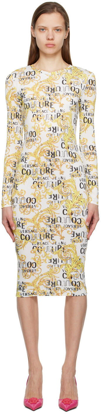 

Белое платье-миди с рисунком Versace Jeans Couture, Белый, Белое платье-миди с рисунком Versace Jeans Couture