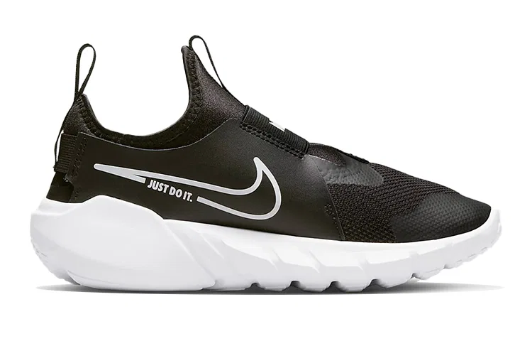 Детские беговые кроссовки без шнуровки Flex Runner 2 Black White GS Nike, Black White — фото 4