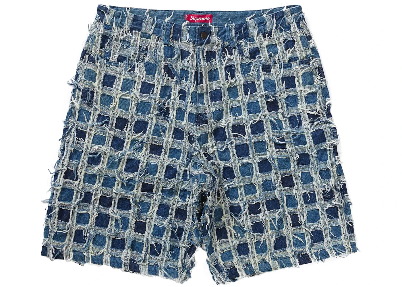 Мужские шорты с потертостями и заплатками Supreme Short, Washed Blue