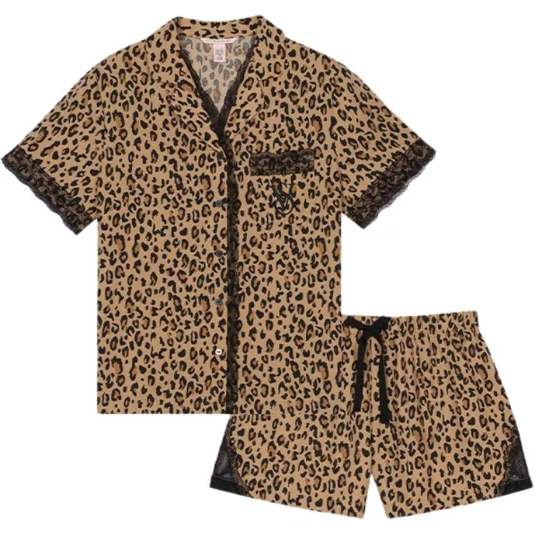 Женский комплект пижамы с кружевным принтом Wild Leopard Lace Victoria's Secret, Brown