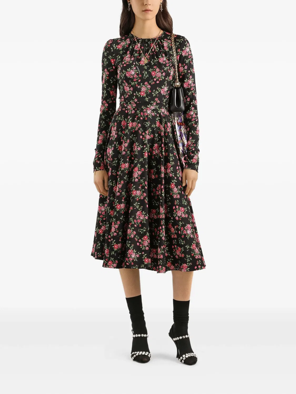 Миди-платье из шелка, черное Dolce & Gabbana, черный — фото 2
