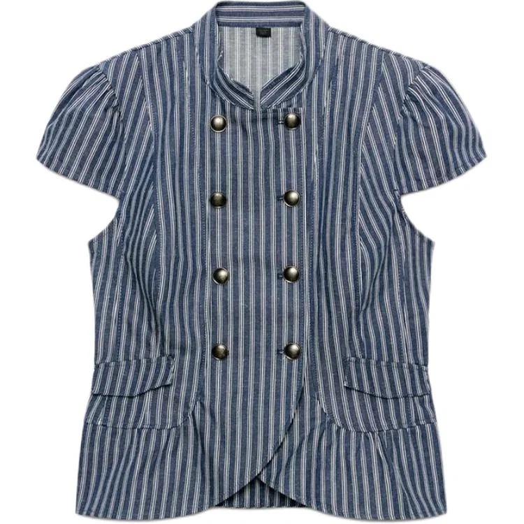 Женская рубашка с воротником-стойкой Sea Blue/White ZARA