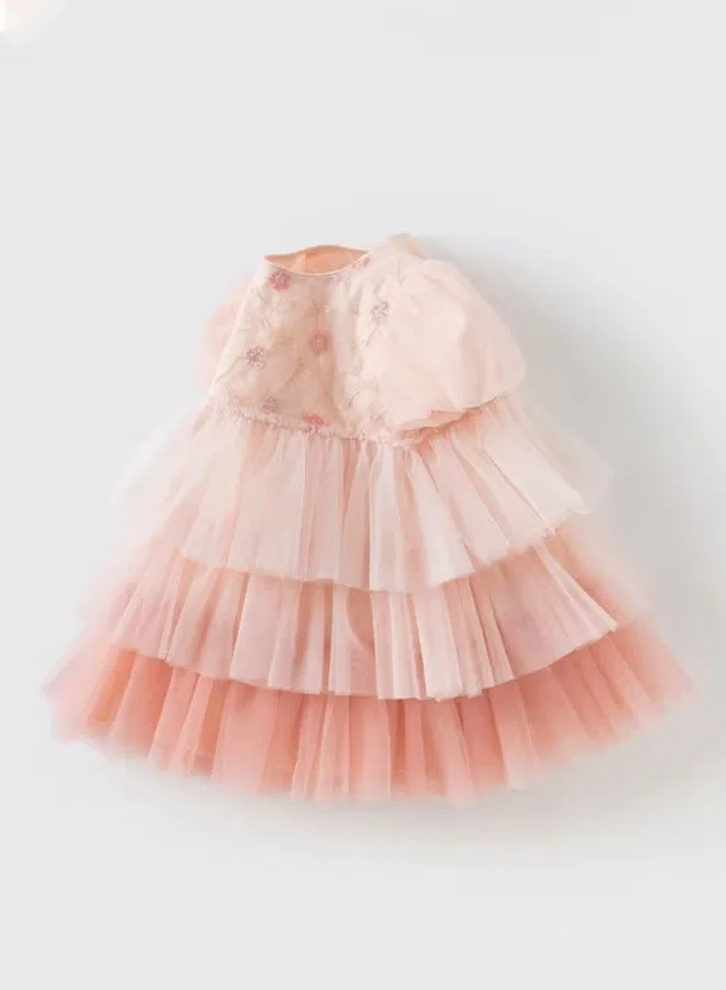 Платье с цветочной отделкой, модель Layered Tulle, Dave & Bella, розовый — фото 4
