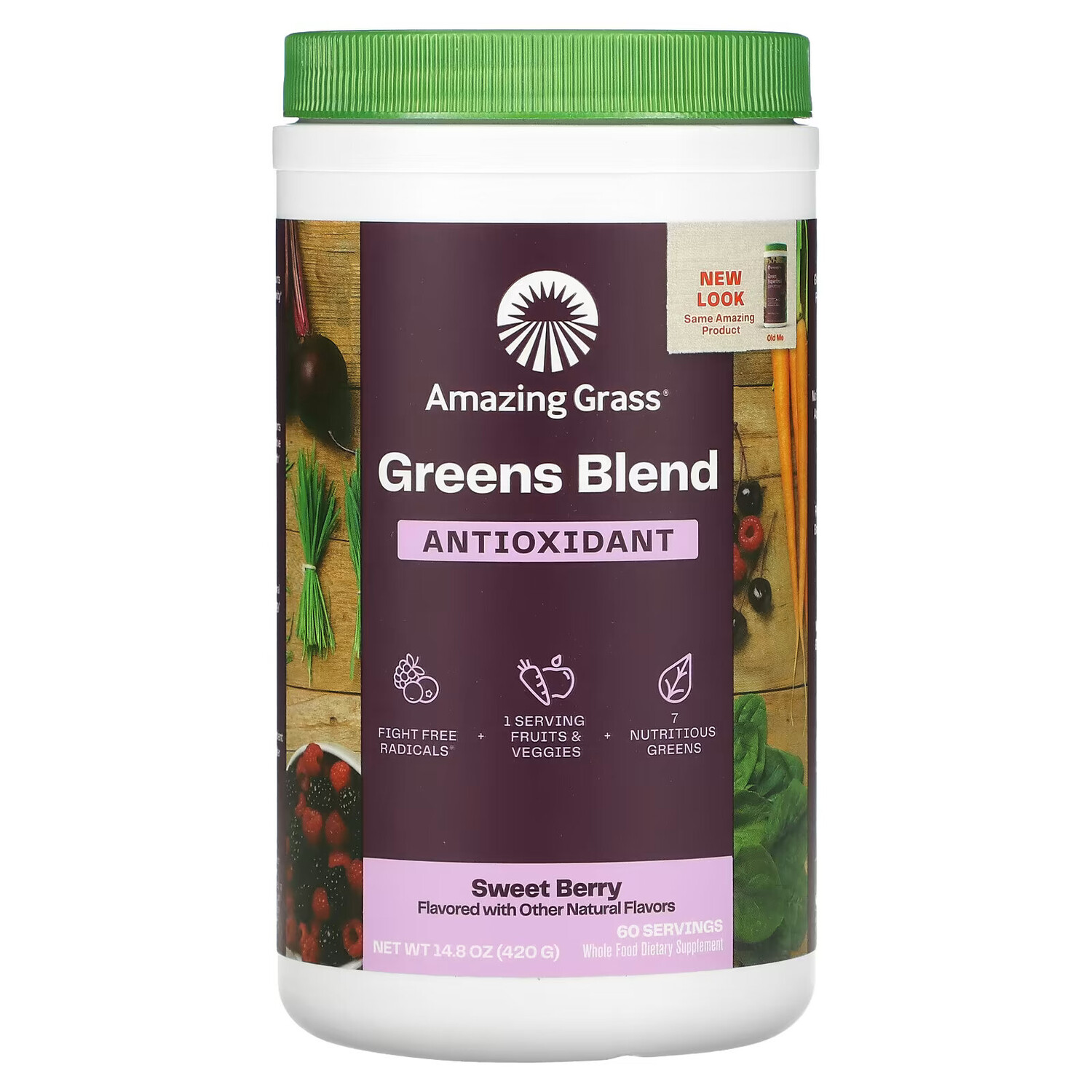 

Amazing Grass, Green Superfood, антиоксиданты, сладкие ягоды, 14,8 унц. (420 г)