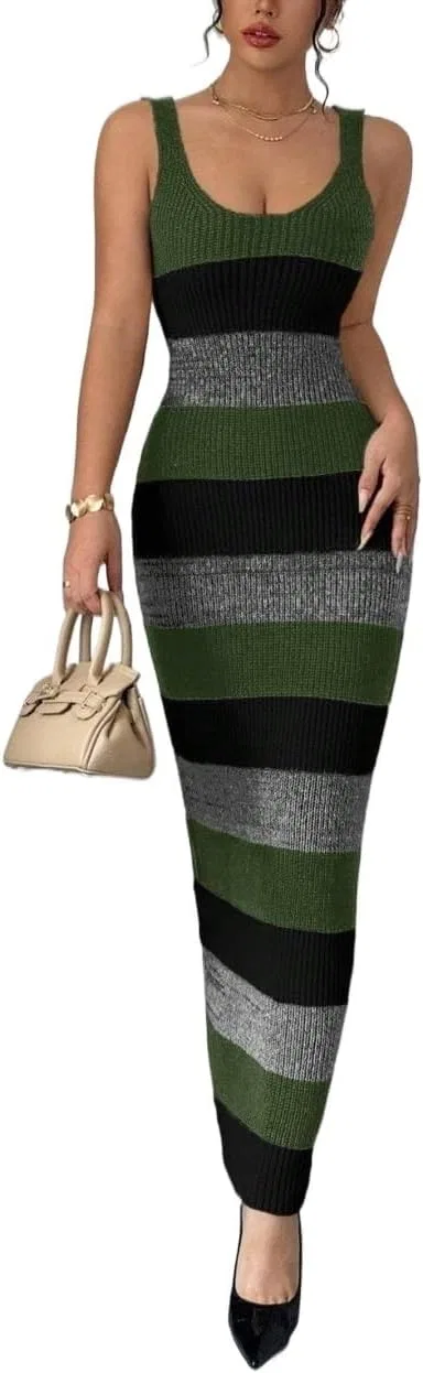 Женское трикотажное платье миди Colorblock, Green