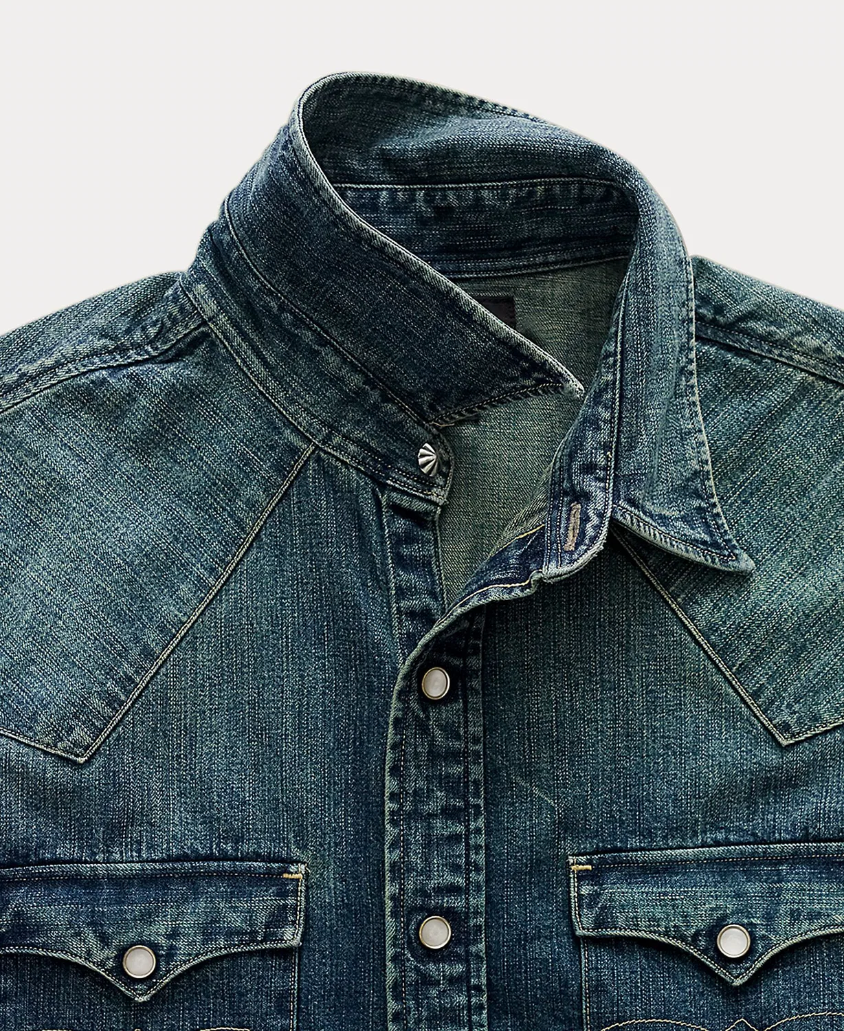 Мужская рубашка стираный, Slim Fit Denim Oscuro, Polo Ralph Lauren, Denim — фото 3