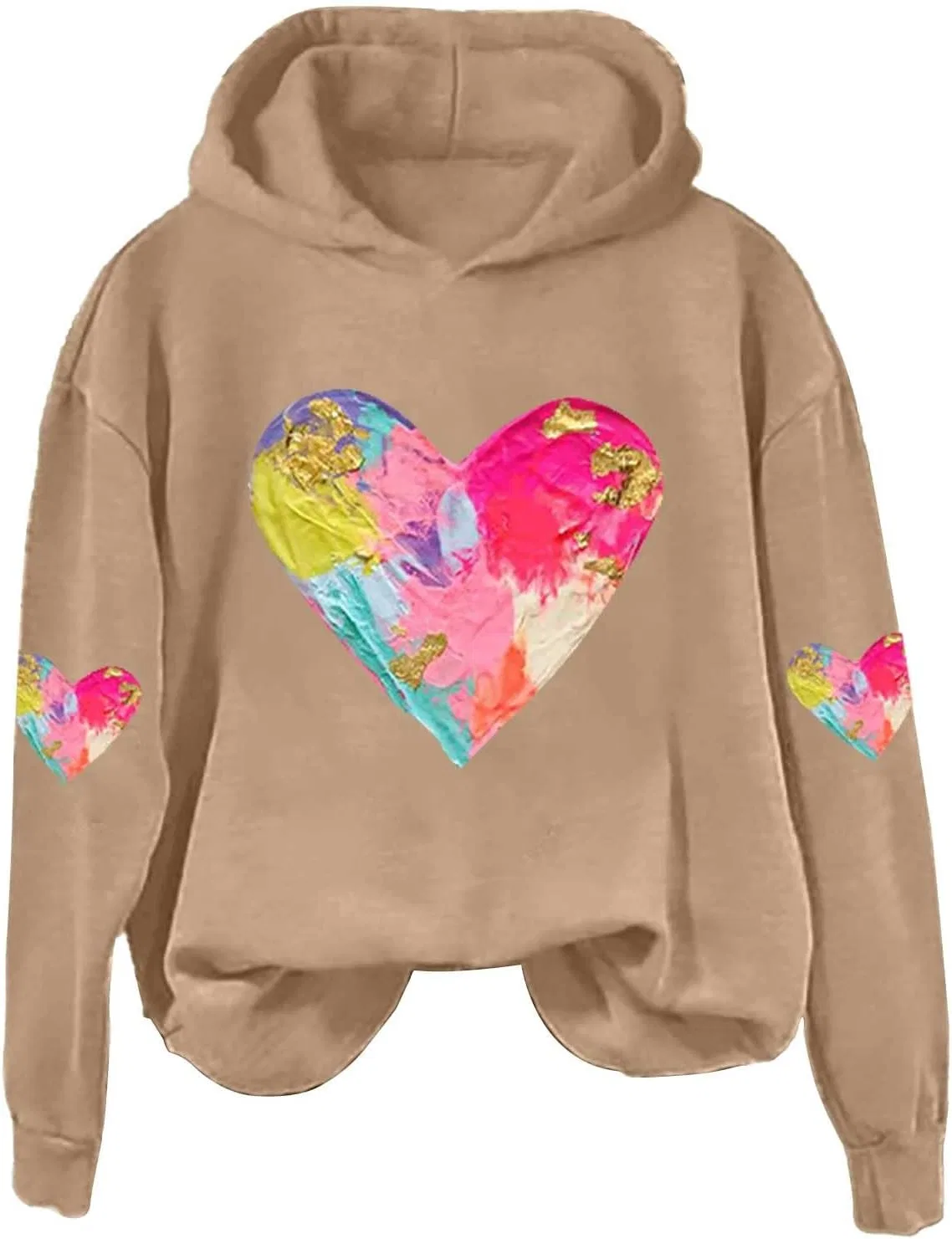 Женское худи с принтом Heart Tie Dye, хаки — фото 4