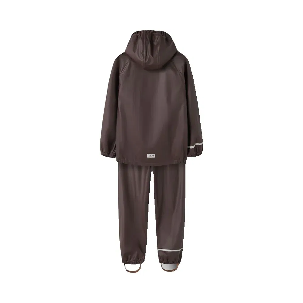 Детский дождевик для девочек с капюшоном Dry10 Name it, Brown — фото 2