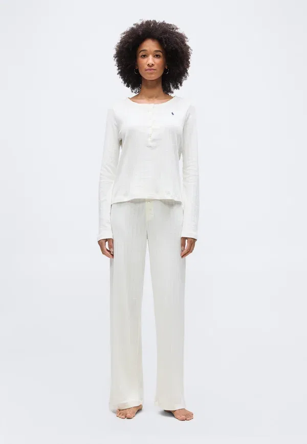 Комплект пижамы из хлопка Henley wide leg, Polo Ralph Lauren, Ecru, цвет egret