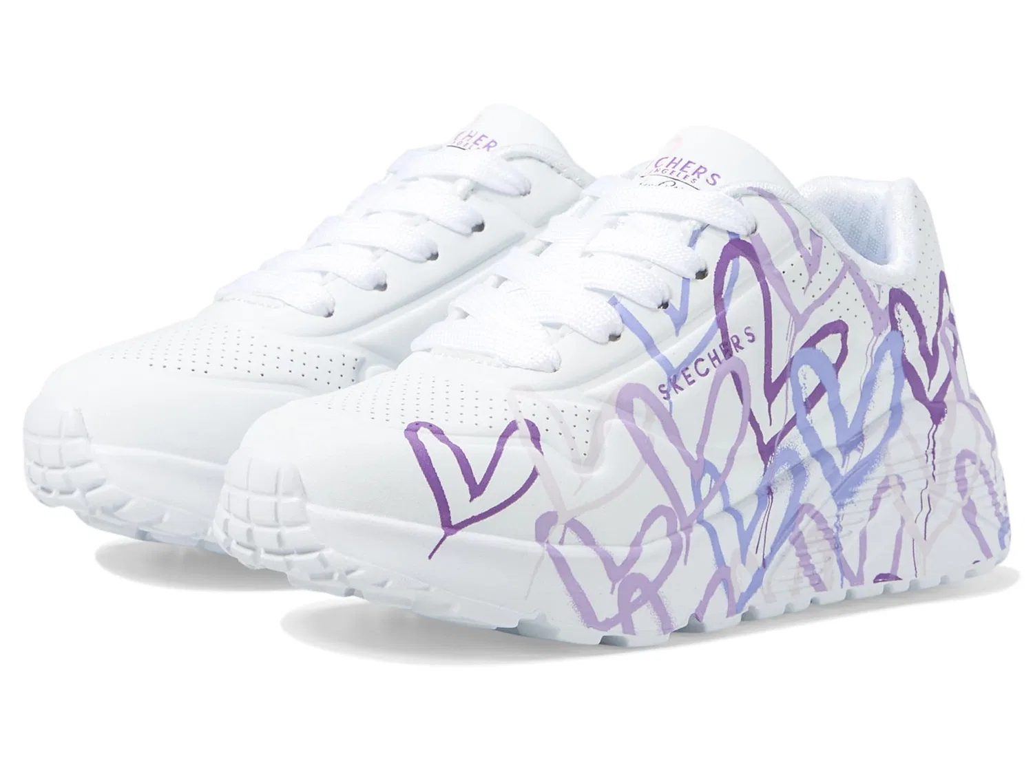 Детские кроссовки для девочек с закрытыми носками One Lite-Spread the Love Skechers, Purple White
