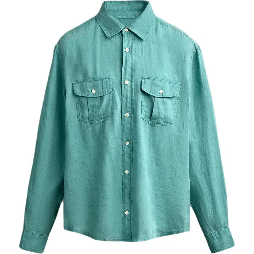Мужская рубашка с воротником Turquoise Lapel ZARA, Blue Green