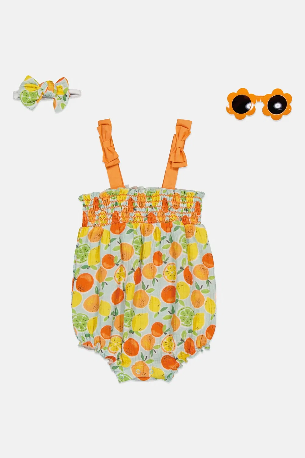 Боди-комбинезон с принтом комплект с повязкой и очками Baby Essentials, цветочный — фото 2