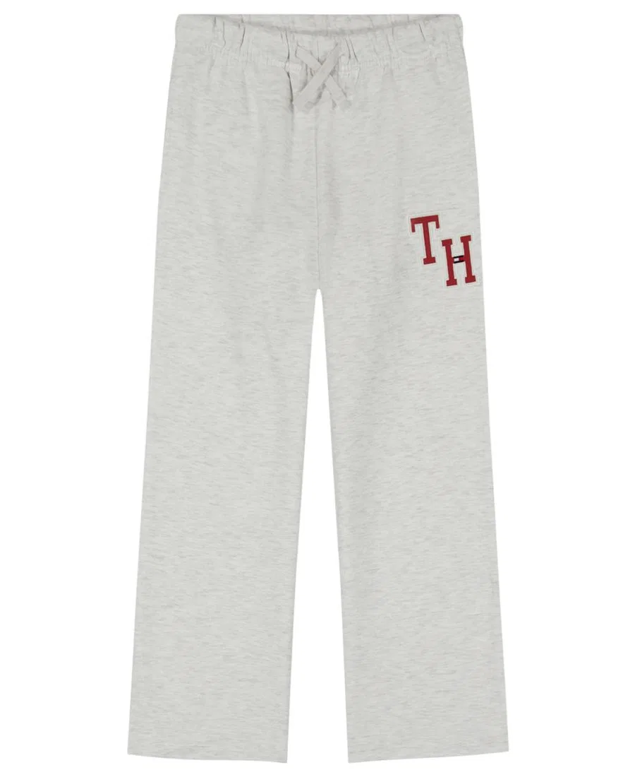 Штаны из футера с широкими штанинами, модель Monogram Embroidery Tommy Hilfiger, Oat Heather