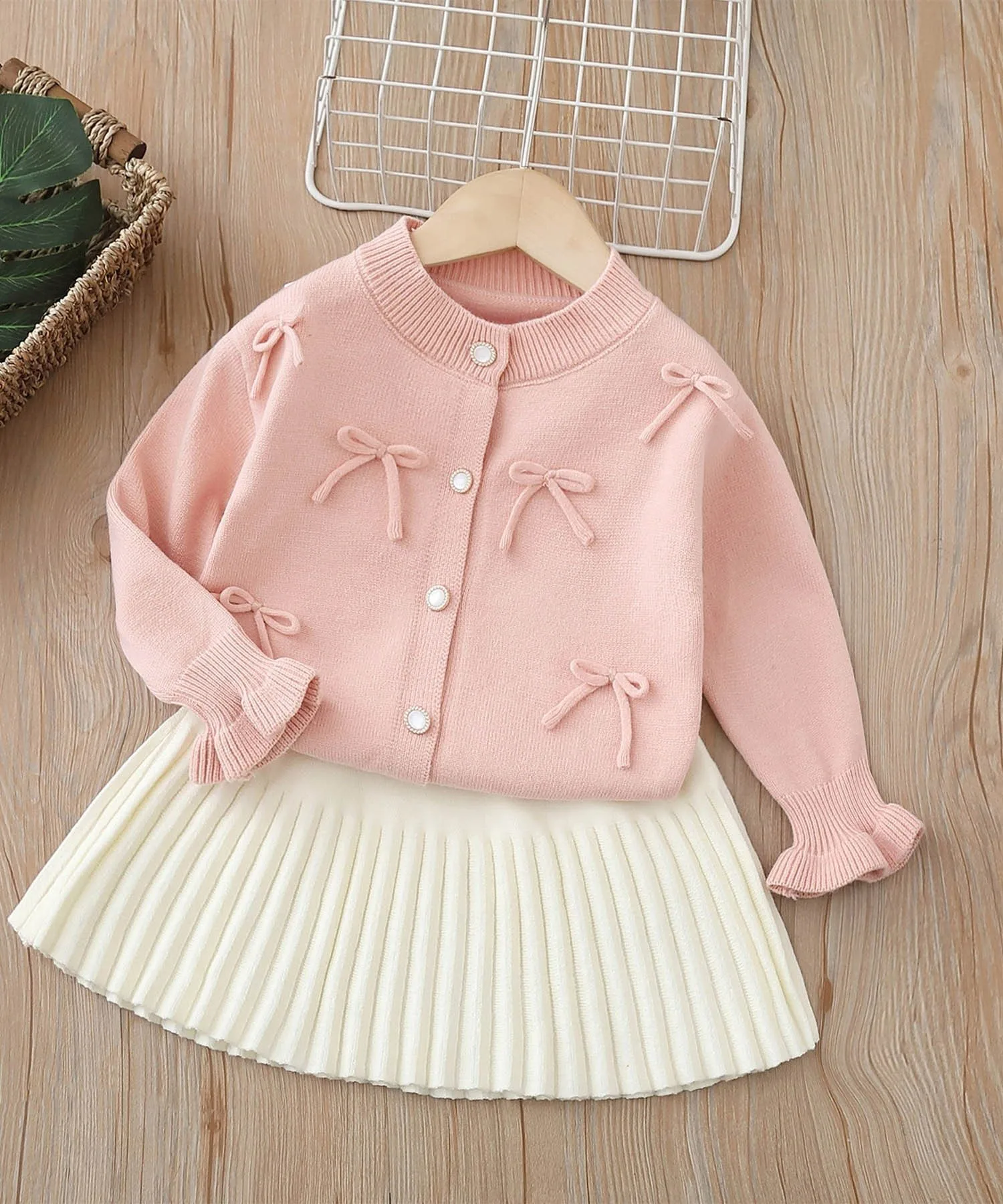 Кардиган с бантом в виде конфетной рукавицы Aimoha Kids, pink — фото 3
