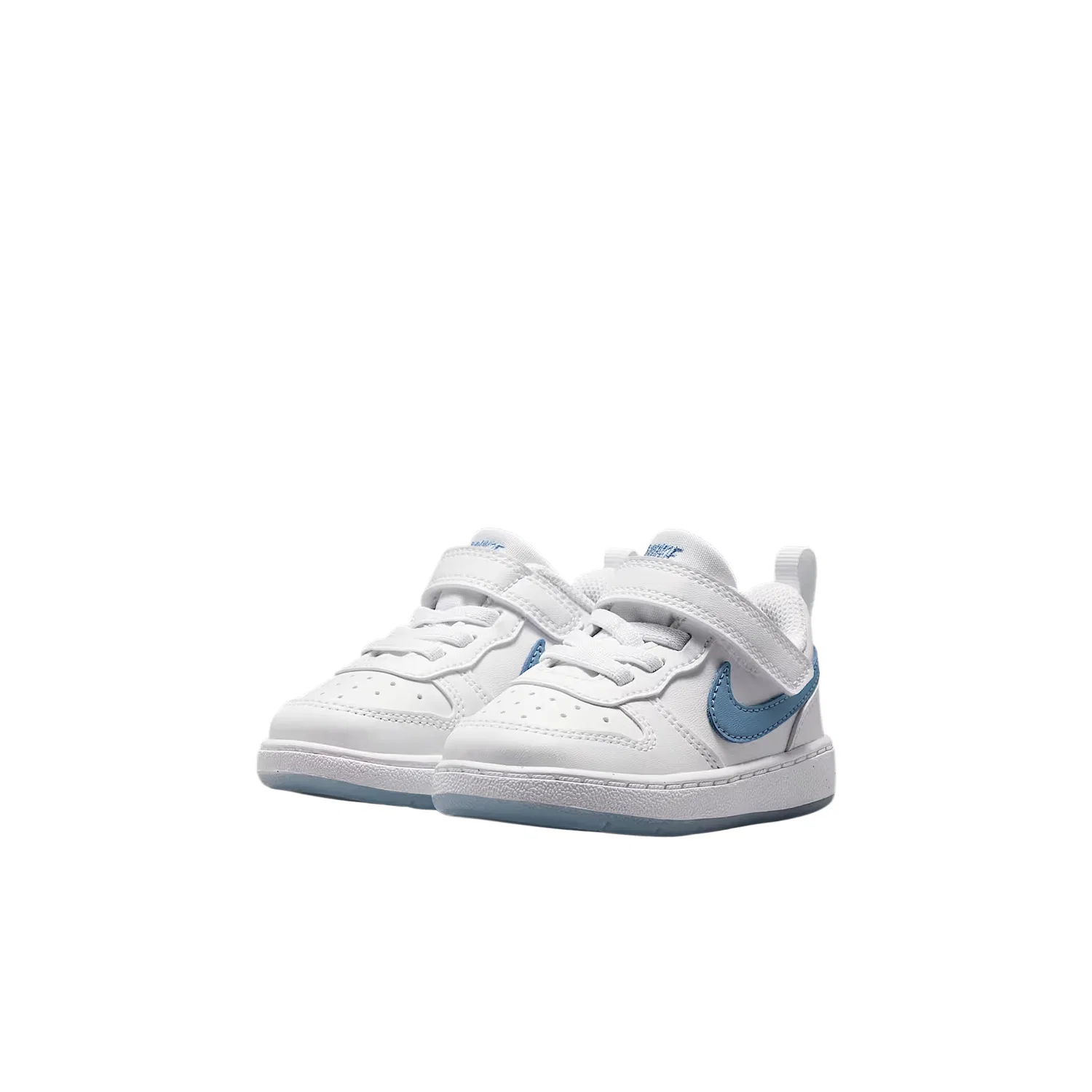 Кроссовки Court Borough Textile, Synthetic Leather низкие для малышей Nike, White/Work Blue — фото 3