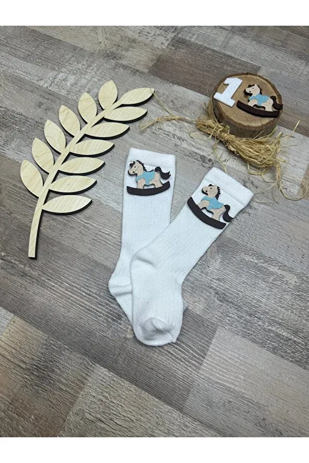 Детские носки для девочек с принтом Baby knee socks Feriatolye, White