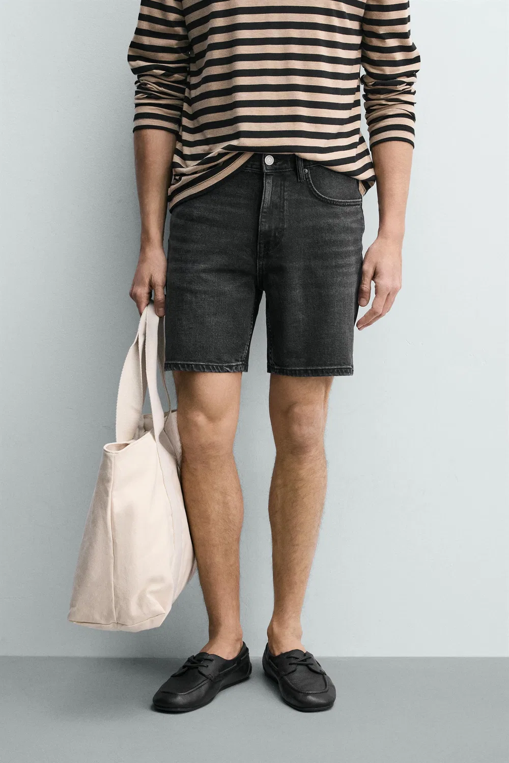 ДЖИНСОВЫЕ ШОРТЫ СТАНДАРТНОГО КРОЯ-БЕРМУДА ZARA, Charcoal — фото 2
