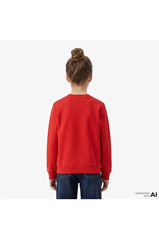 Детское худи для девочек с принтом Mono Mini Badge Calvin Klein, Red — фото 2