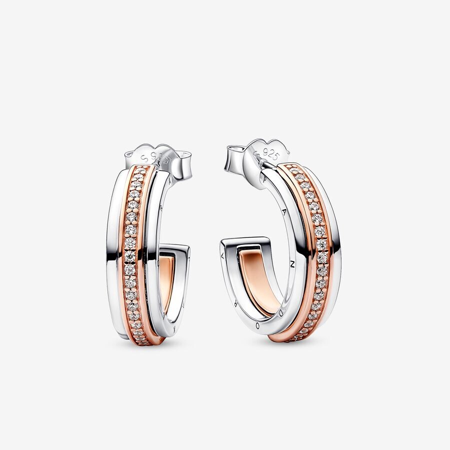 

Серьги Pandora Signature Two tone Logo & Pavé
