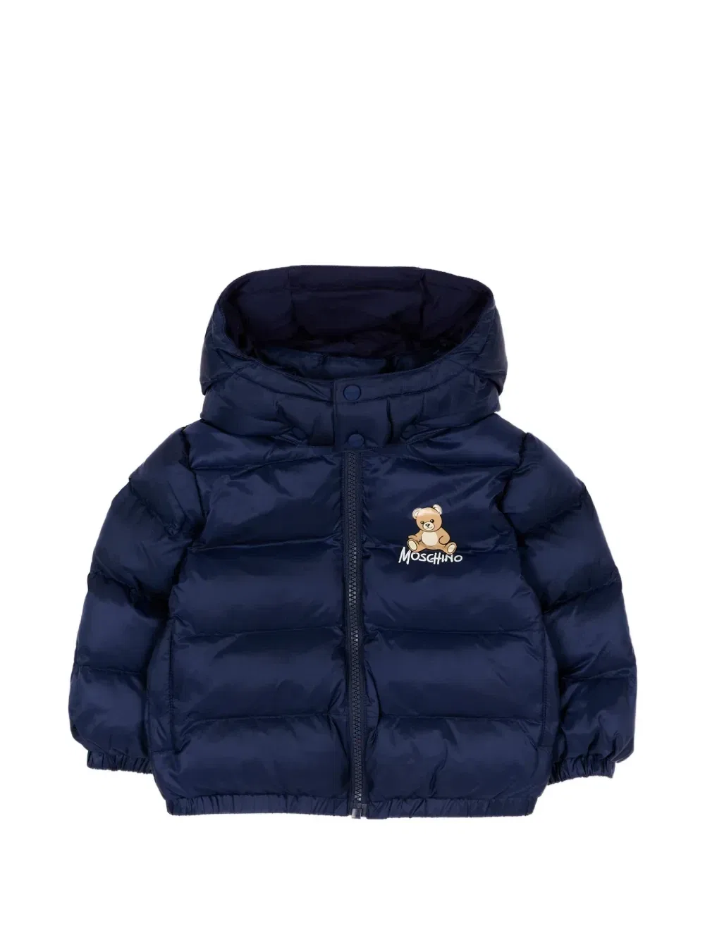 Пуховик с плюшевым мишкой Moschino Kids, синий